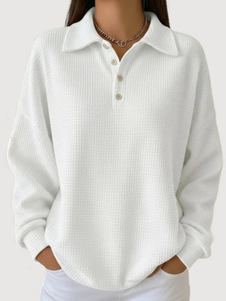 Damen Lässiges Waffel-Pullover
