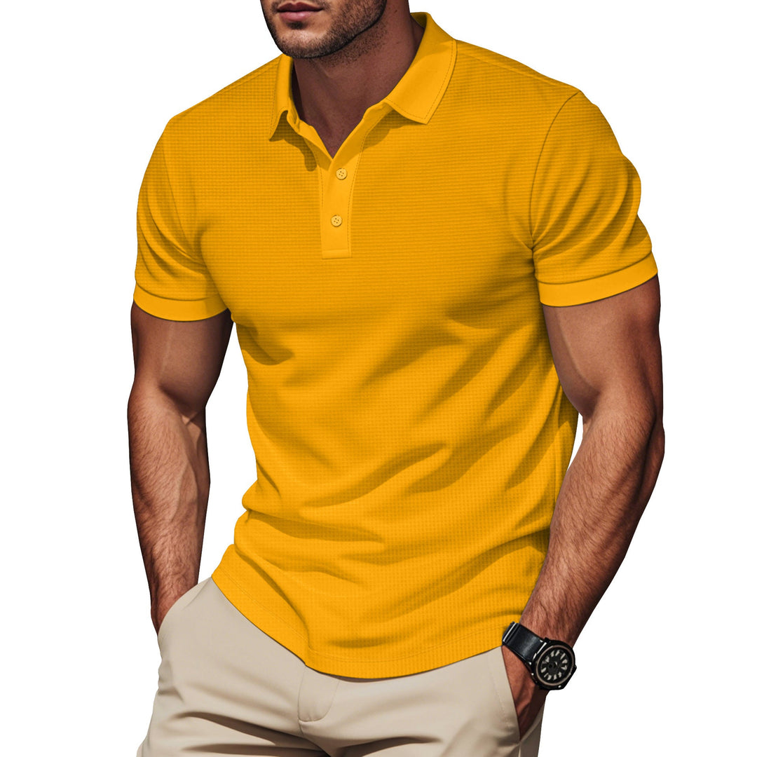 Herren nan elegantes Struktur-Poloshirt mit Kentkragen, kurzer Knopfleiste und atmungsaktivem Stretchjersey Drune