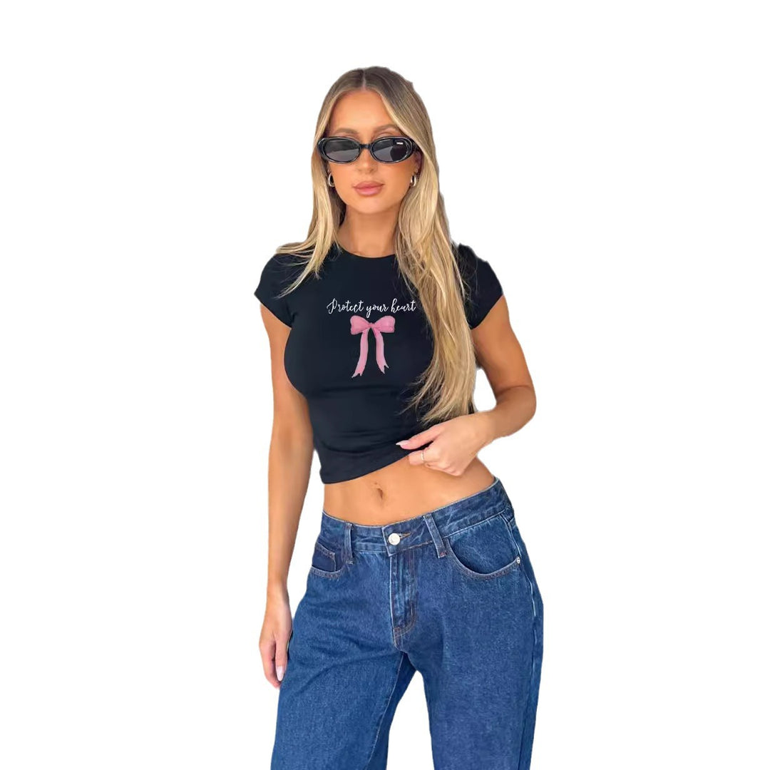 Damen bequemes Crop-Top mit modischem Druck Drune