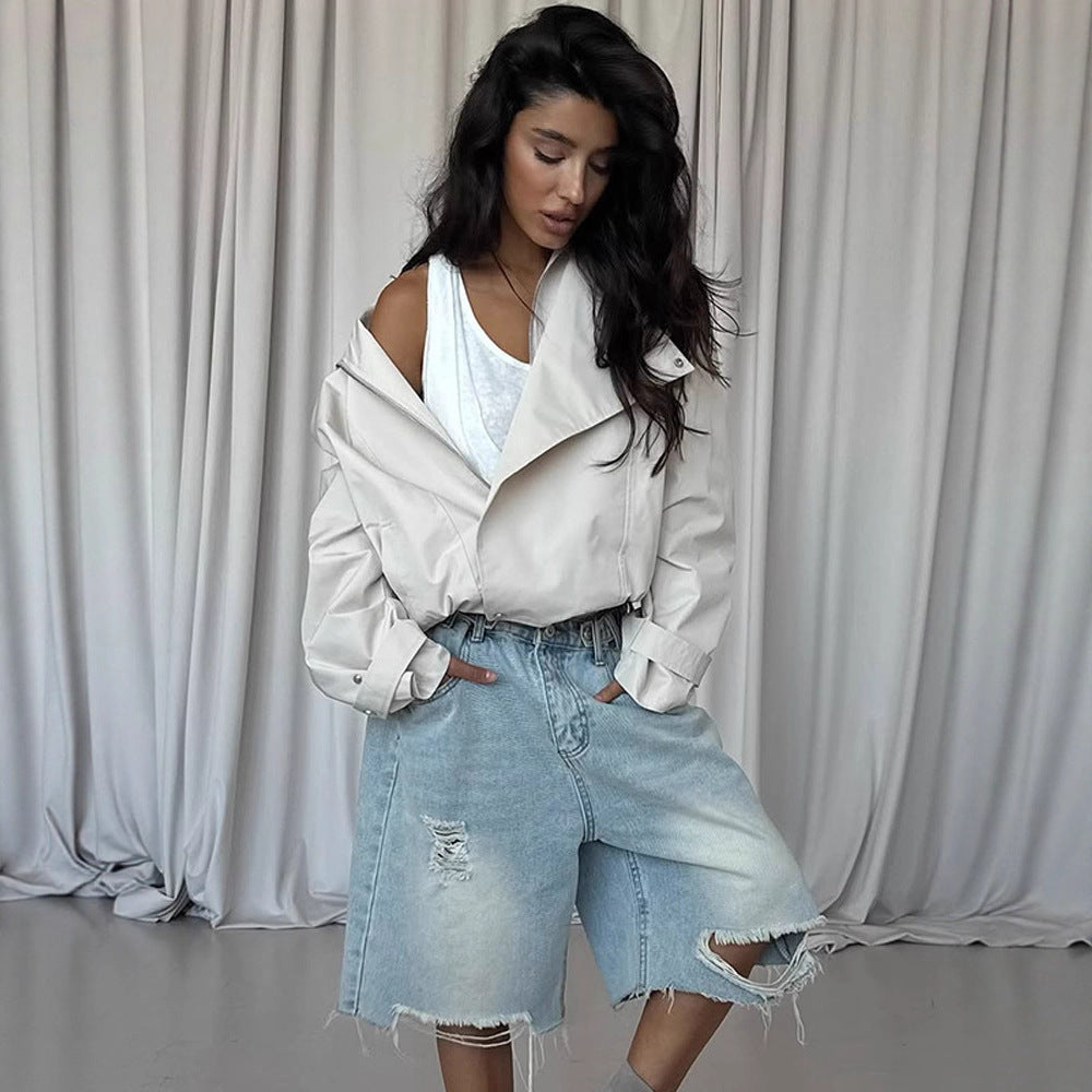 Damen lässige Oversized-Jacke mit stylischem Revers Drune