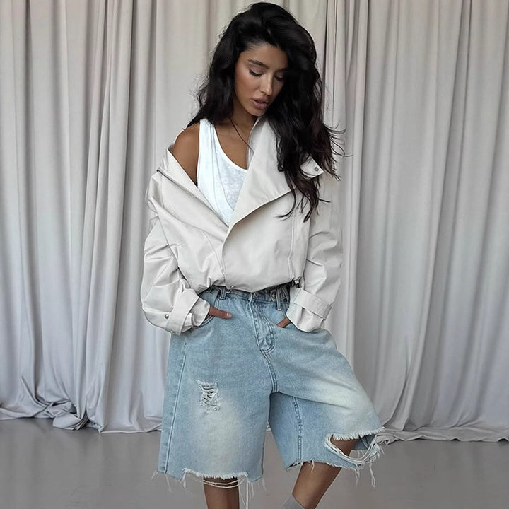 Damen lässige Oversized-Jacke mit stylischem Revers Drune