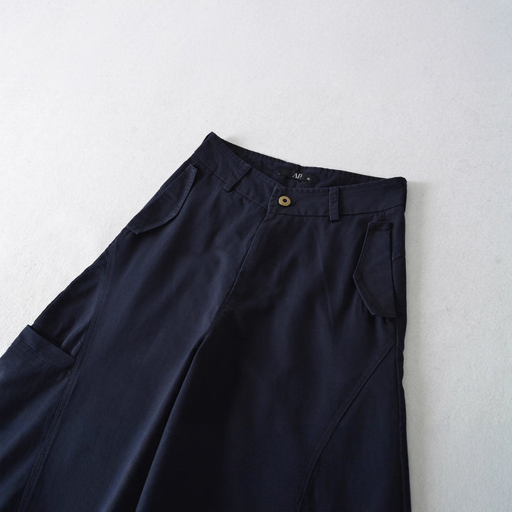 Damen Cropped Cargohose mit hoher Taille, weitem Bein und Klappentaschen Drune