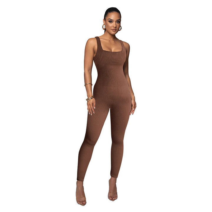 Damen Figurbetonter Strick-Jumpsuit mit Quadrat-Ausschnitt Drune