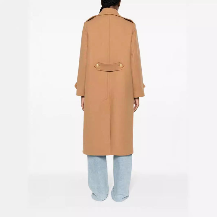 Damen Doppelreihiger Oversize-Wollmix-Mantel mit markantem Revers und verstellbaren Manschetten Drune