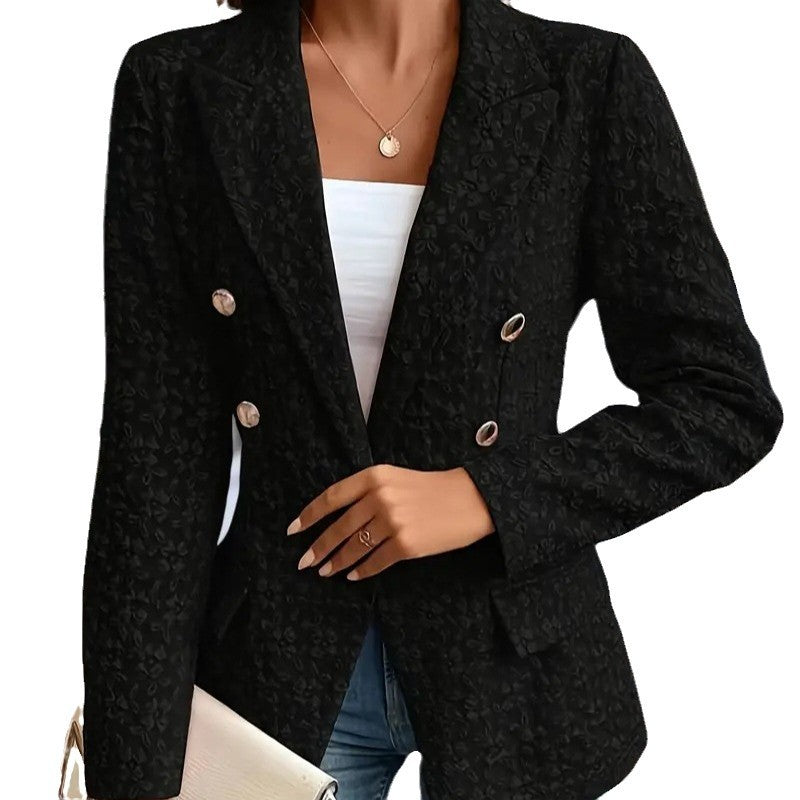 Damen Eleganter Blazer mit strukturiertem Muster und doppelter Knopfleiste Drune