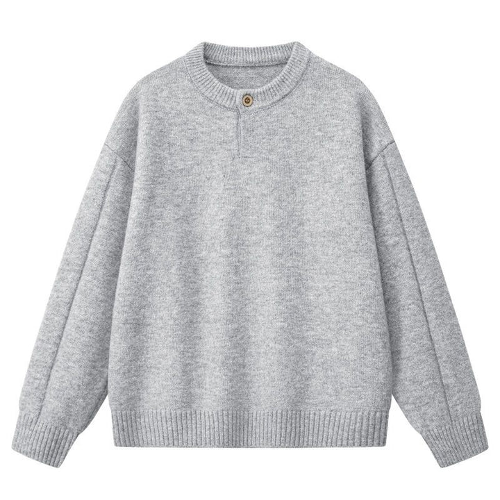 Damen Oversize Feinstrickpullover mit Halbknopfleiste, überschnittener Schulter & geripptem Saum Drune
