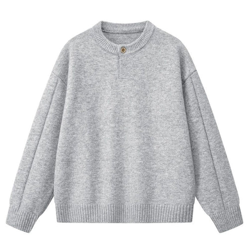 Damen Oversize Feinstrickpullover mit Halbknopfleiste, überschnittener Schulter & geripptem Saum Drune