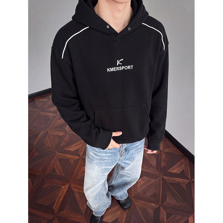 Herren Lässiger Kapuzenpullover im Sportstyle mit Kontrastpaspel und Kängurutasche Drune