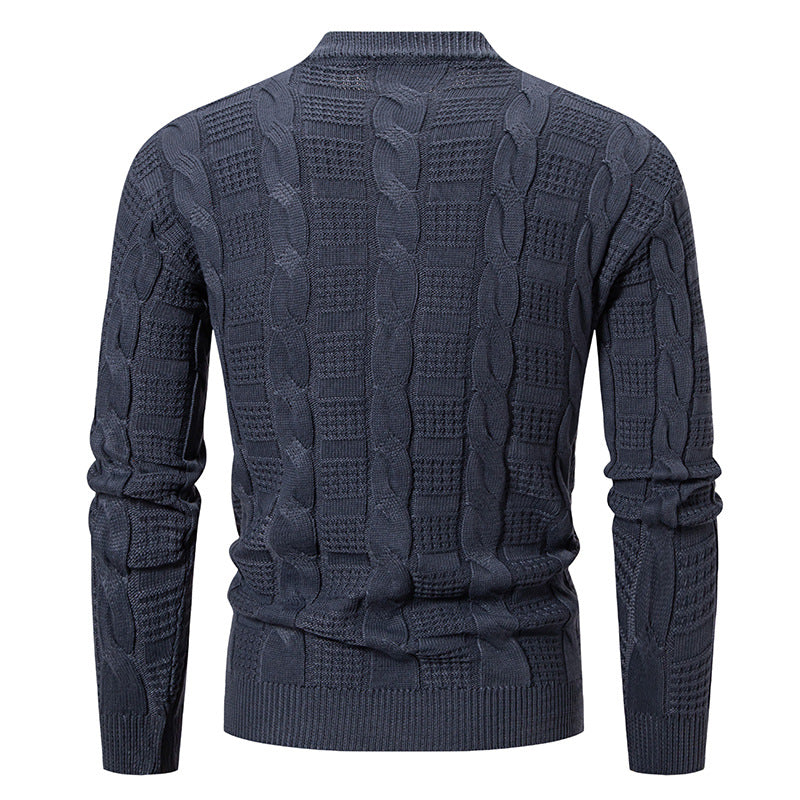 Herren Hochwertiger Grobstrickpullover mit Stehkragen und dekorativem Muster Drune
