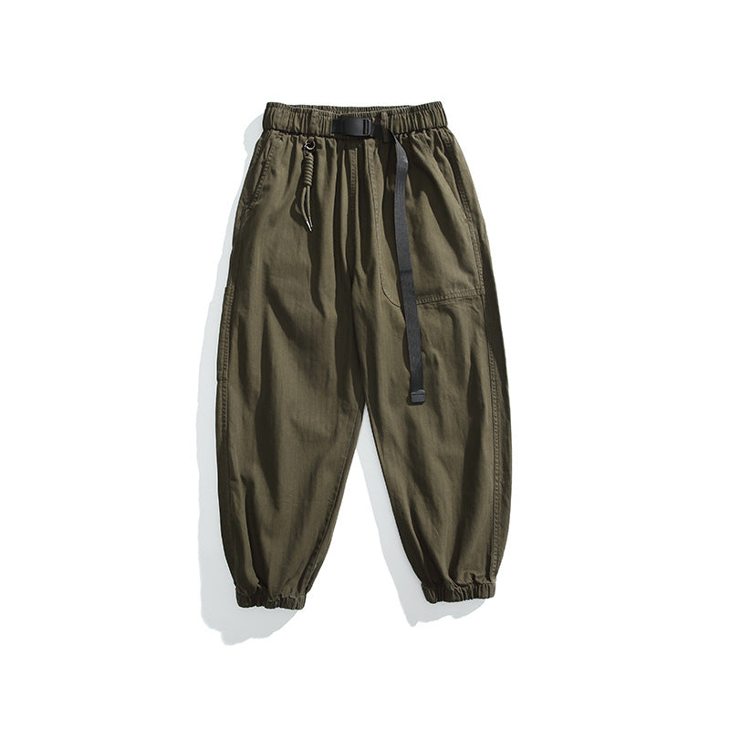 Herren Tapered-Canvas-Cargo-Jogger mit elastischem Kordelbund und integriertem Gurt Drune