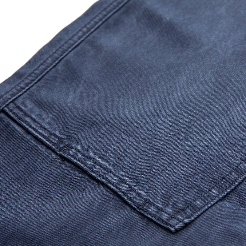 Herren Weite Utility-Denimhose mit Tunnelzugbund und aufgesetzten Taschen Drune