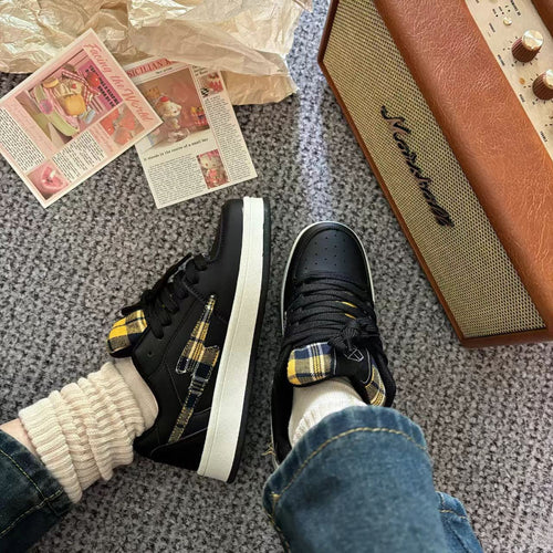 Damen Sneakers im modischen Karo-Design mit bequemer Dämpfung Drune