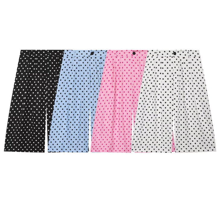 Damen Hochtaillierte Culottehose mit weitem Bein, Pünktchenmuster und Bügelfalte Drune