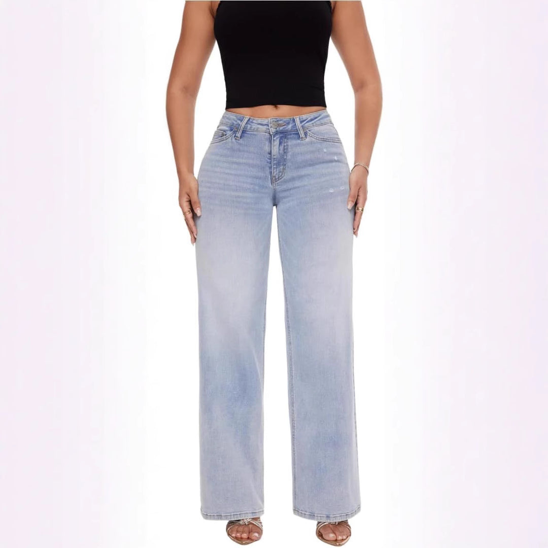 Damen Weite High‑Waist Schlagjeans aus Stretch Denim Drune