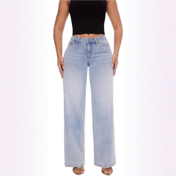 Damen Weite High‑Waist Schlagjeans aus Stretch Denim Drune