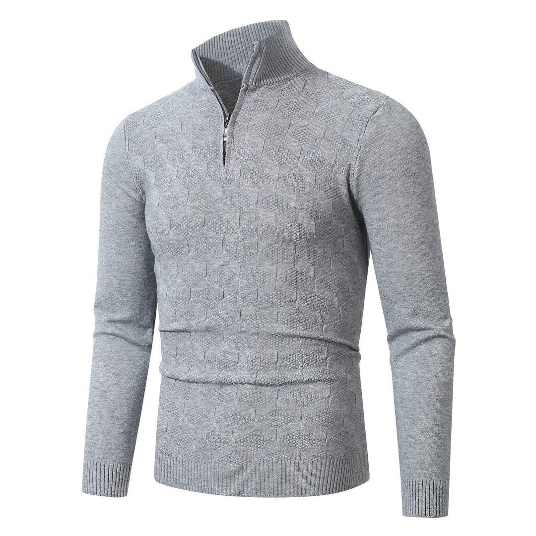 Herren modischer Strickpullover mit halbem Reißverschluss und strukturiertem Design Drune