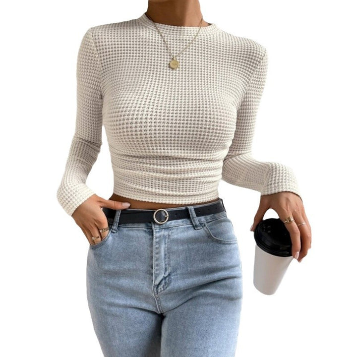 Damen Langarm-Crop-Top aus strukturiertem Jersey Drune