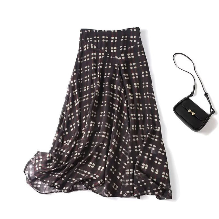 Damen Fließender Maxirock aus Chiffon mit geometrischem Allover‑Print und hoher Taille Drune