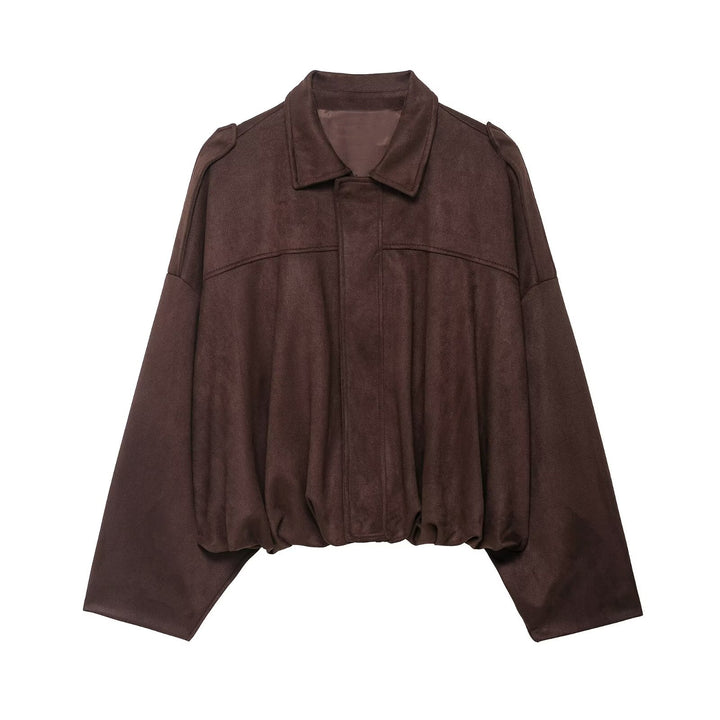 Damen Oversize-Cropped Jacke mit Balloon-Saum und Schulter-Cutouts Drune