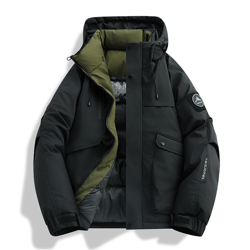 Herren wattierte Kapuzen-Winterjacke mit winddichter Außenhülle, gesteppter Thermofütterung und multifunktionalen Taschen Drune