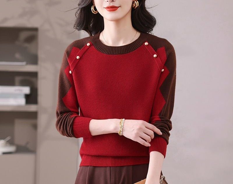 Damen lässiger Pullover mit auffälligen Applikationen Drune