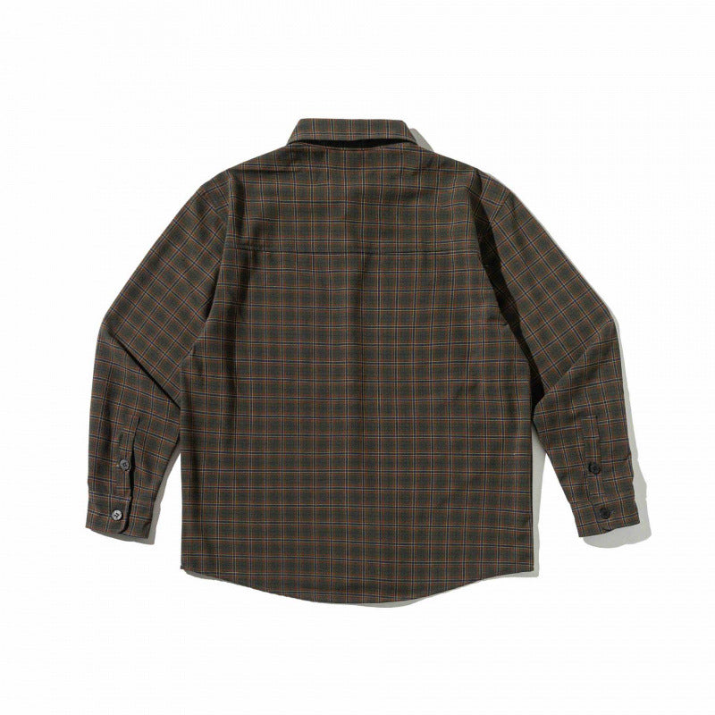 Unisex Kastenförmiges kariertes Overshirt aus Baumwollmischung mit Brusttasche Drune