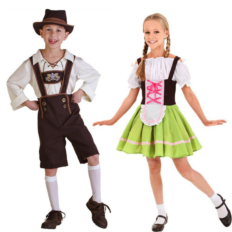 Jungen Trachtenkostüm mit langer Bluse und Hosenträger Drune