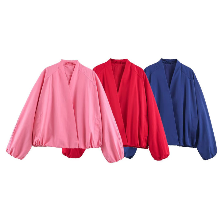 Damen Leichte Oversize-Blousonjacke mit offenem Kimonoausschnitt Drune