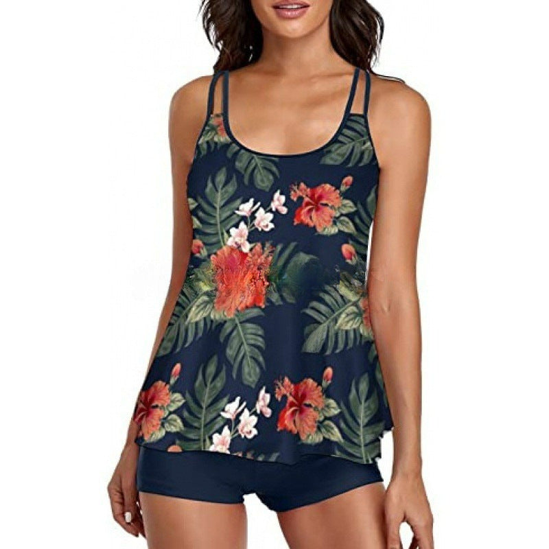 Damen Sportliches Tankini-Set mit bequemem Shorts und verstellbaren Trägern Drune