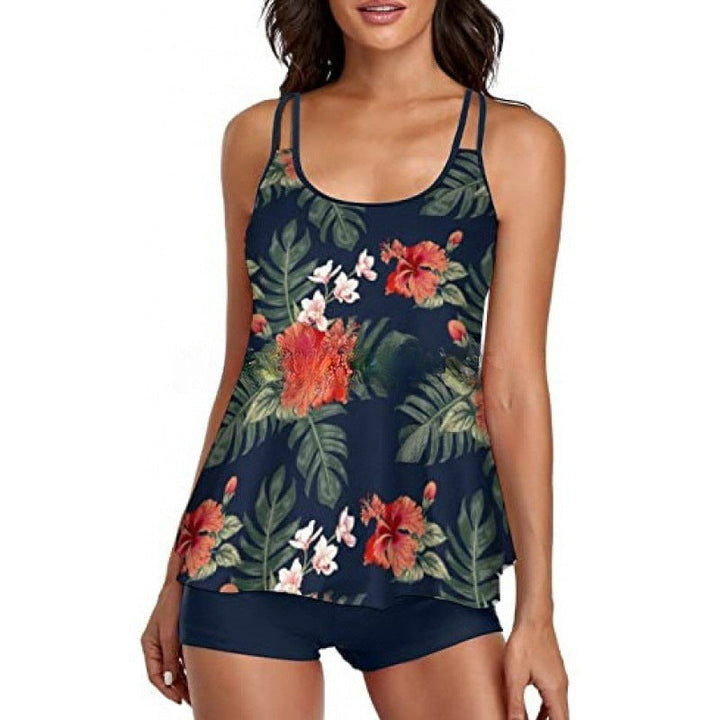 Damen Sportliches Tankini-Set mit bequemem Shorts und verstellbaren Trägern Drune