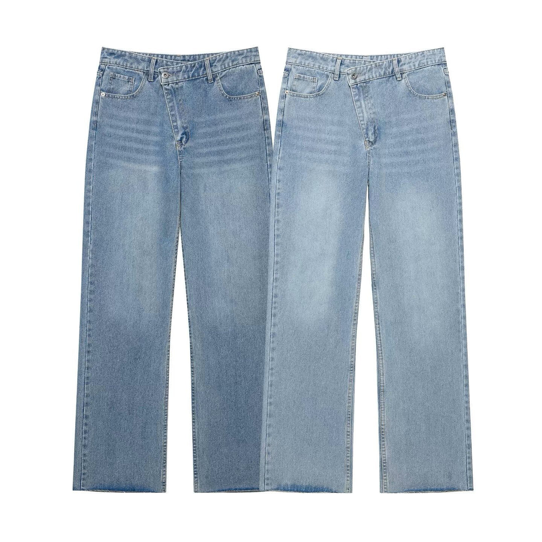 Damen Hochtaillierte weite Jeans mit geradem Bein und Fünf‑Taschen‑Schnitt Drune