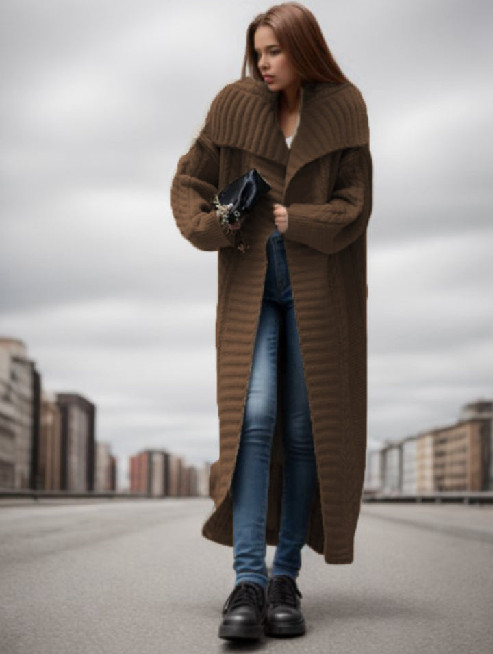 Damen Oversized Strickmantel mit strukturiertem Design und voluminösen Ärmeln Drune