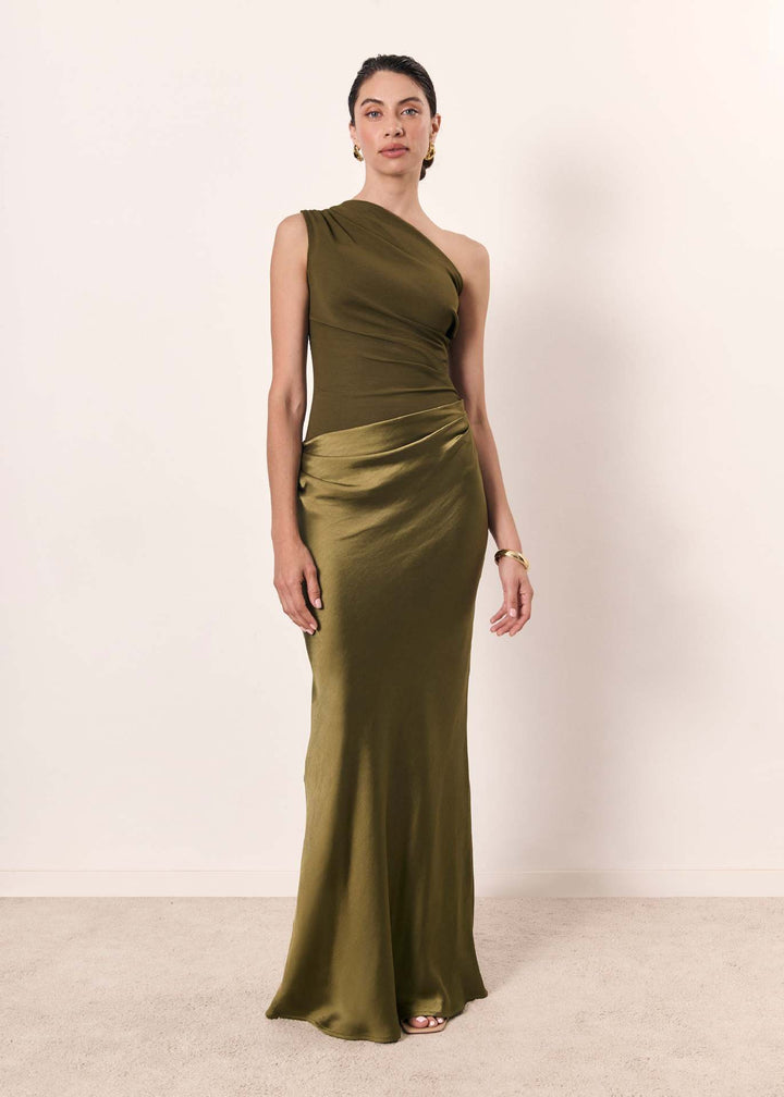 Damen elegantes Abendkleid mit asymmetrischem Schnitt und fließendem Design Drune