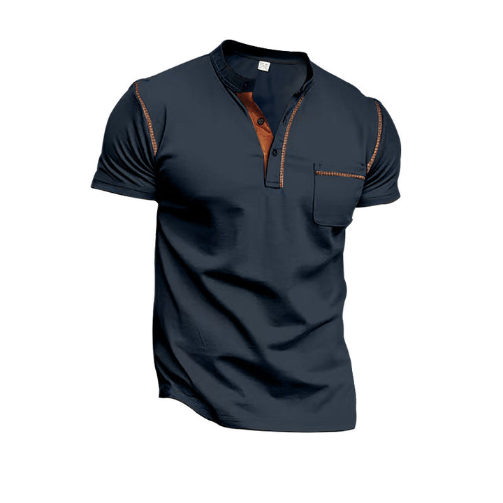 Herren Kurzarm-Henley-Shirt mit modischen Akzenten Drune