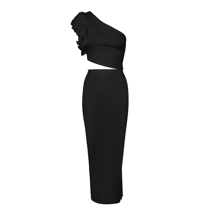 Damen Maxikleid mit asymmetrischem Schnitt und Rüschendetails Drune