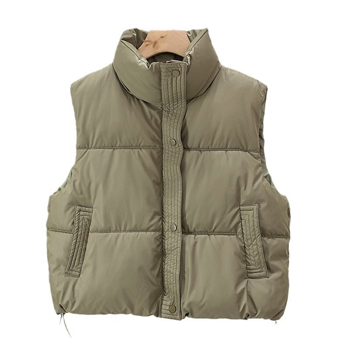 Damen wattierte Steppweste mit hohem Stehkragen und Kordelzug Drune