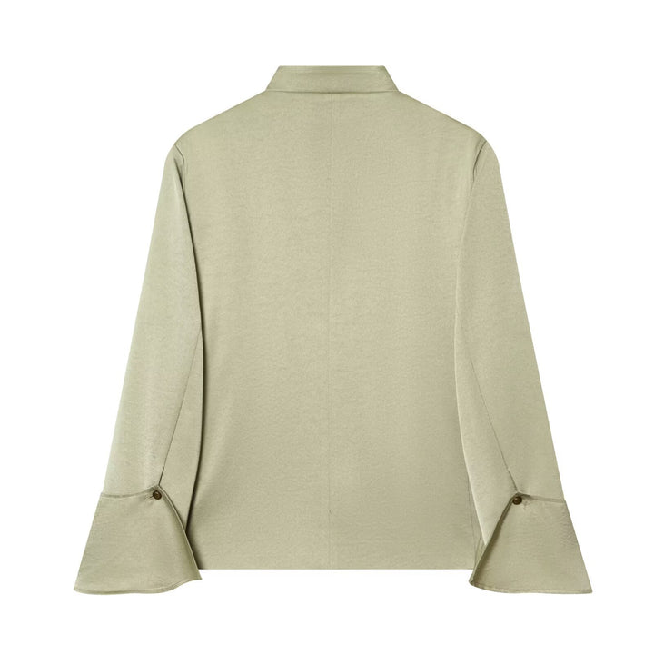 Damen Asymmetrischer Cape-Mantel mit Stehkragen und Zierknopfleiste Drune