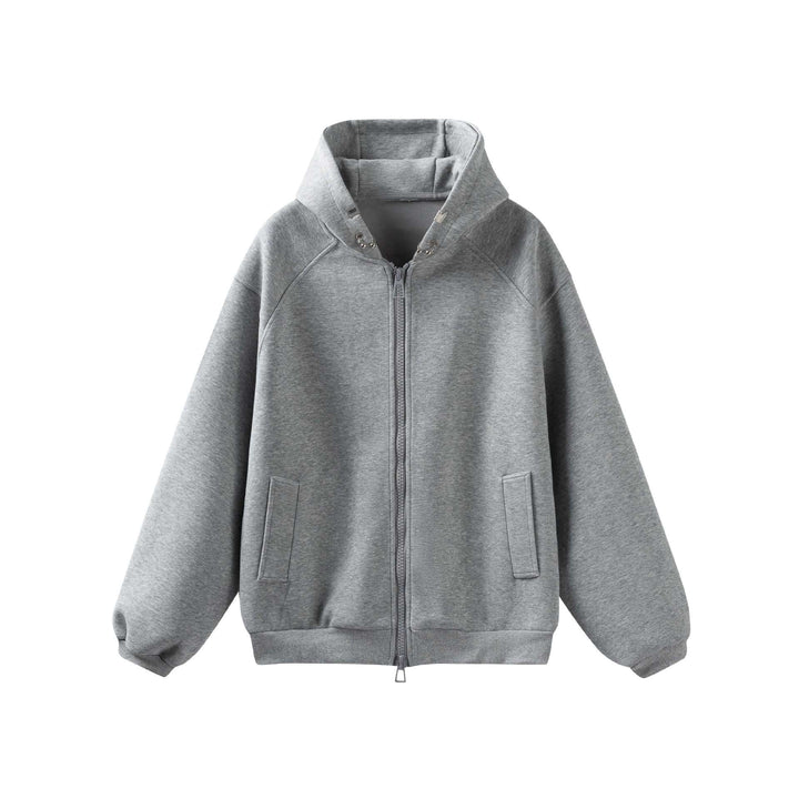 Unisex Oversize Kapuzenjacke mit hohem Kragen, Zweiwege‑Reißverschluss und eingearbeiteten Eingriffstaschen Drune