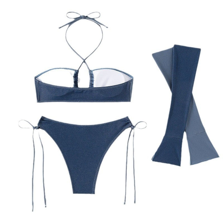 Damen Bikiniset mit langen Ärmeln und elegantem Knoten Drune
