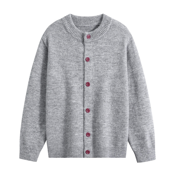 Damen Oversize-Strickjacke mit Rundhalsausschnitt, Rippsaum & Kontrastknöpfen Drune