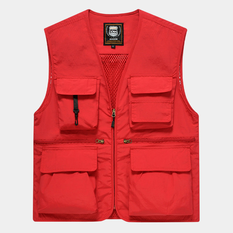 Herren Multifunktionsweste im Expeditionsstil mit Mesh-Innenfutter und Schnellzugriffstaschen Drune