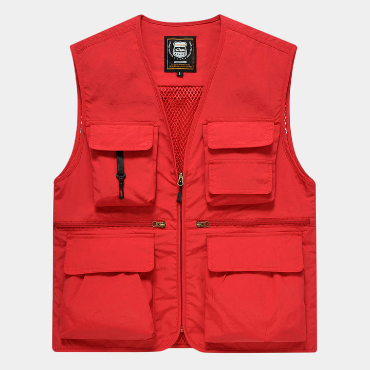 Herren Multifunktionsweste im Expeditionsstil mit Mesh-Innenfutter und Schnellzugriffstaschen Drune