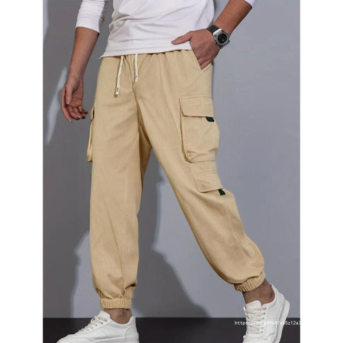 Herren Cord-Cargo-Jogginghose mit Tunnelzug und multifunktionalen Klapp- & Reißverschlusstaschen Drune