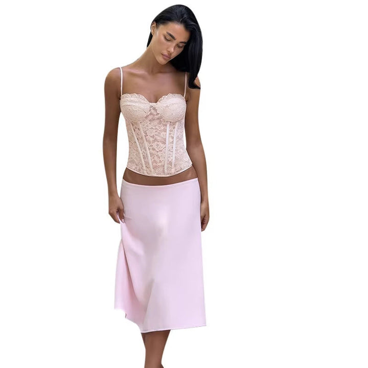 Damen Spitzen-Corsage mit verstellbaren Trägern und verdecktem Verschluss Drune