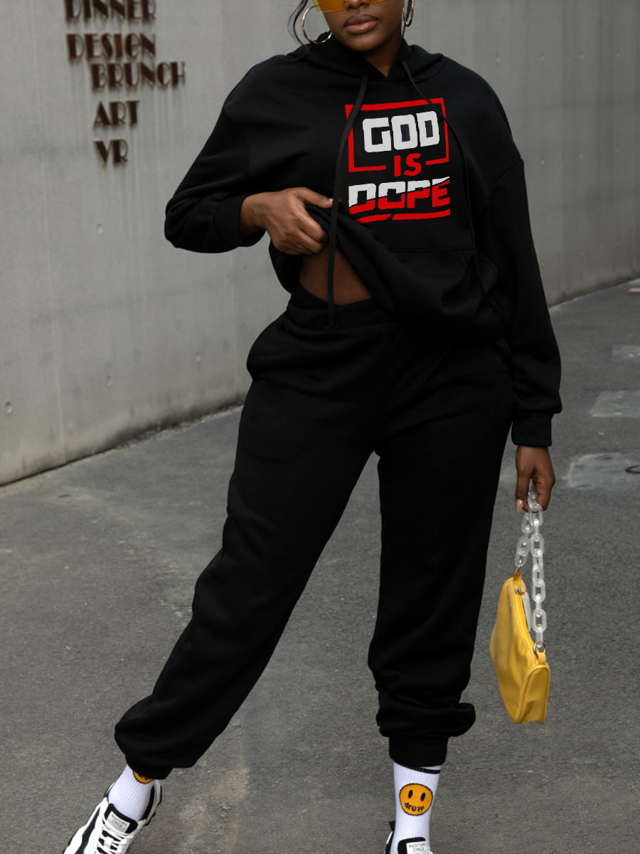 Herren sportliches Hoodie- und Jogginghose-Set mit inspirierendem Schriftzug Drune