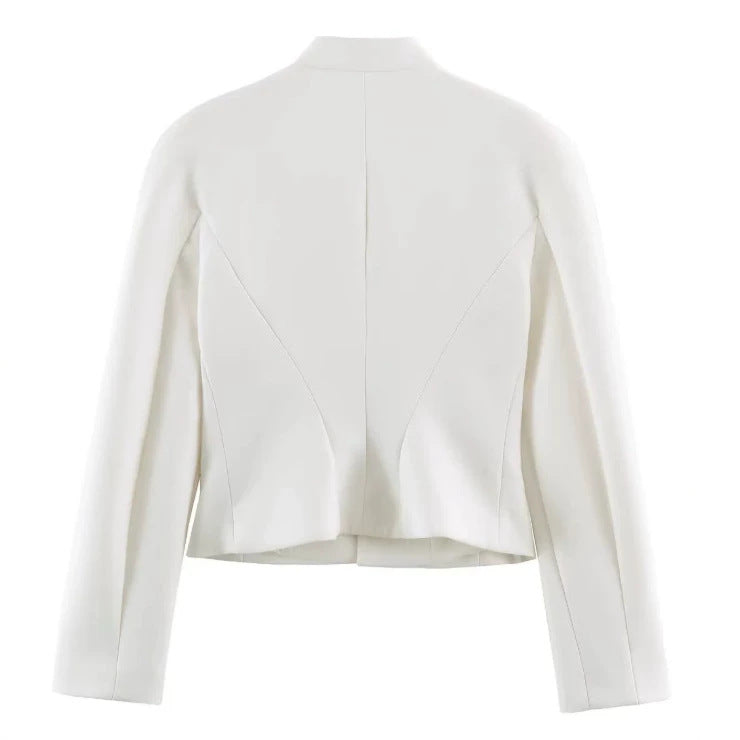 Damen Taillierter Cropped‑Blazer mit militärischer Galonverzierung und Stehkragen Drune