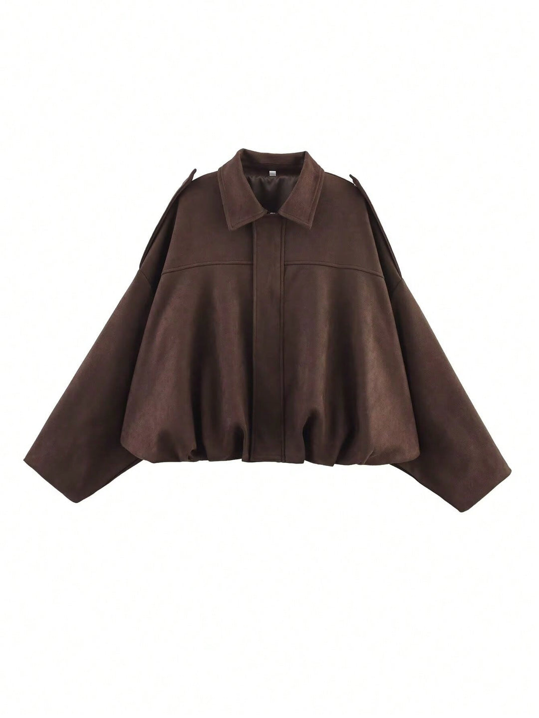 Damen nan weite Kurzjacke mit Ballonbund, verdecktem Verschluss und Schulterklappen Drune