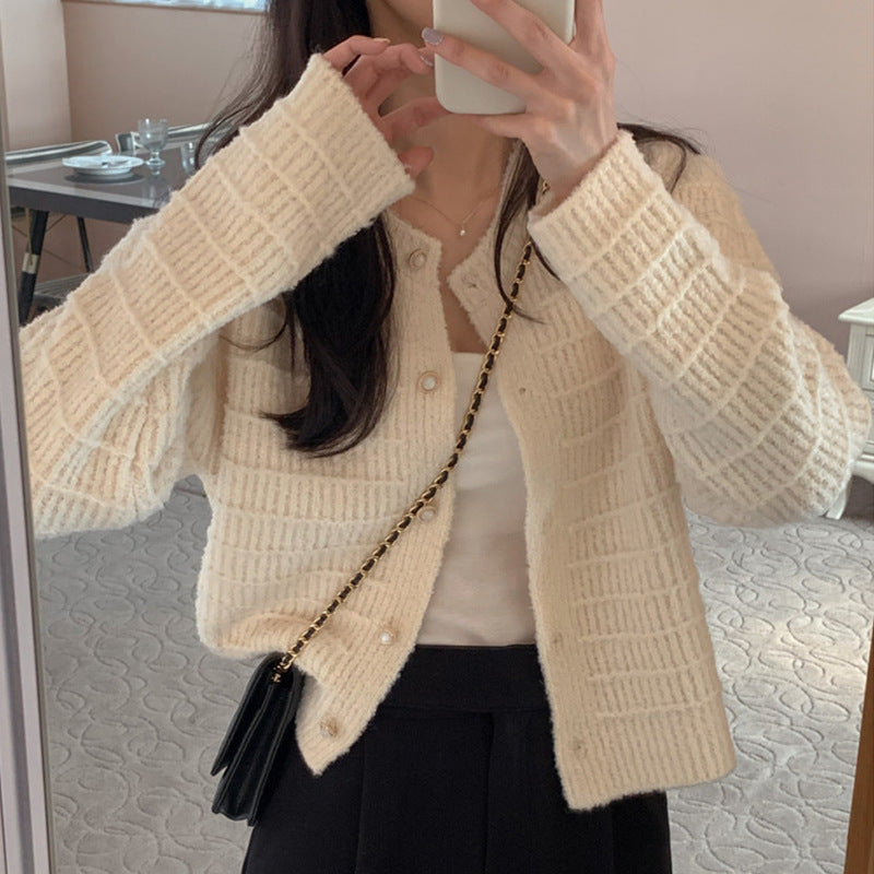 Damen lässige Strickjacke mit strukturiertem Design Drune
