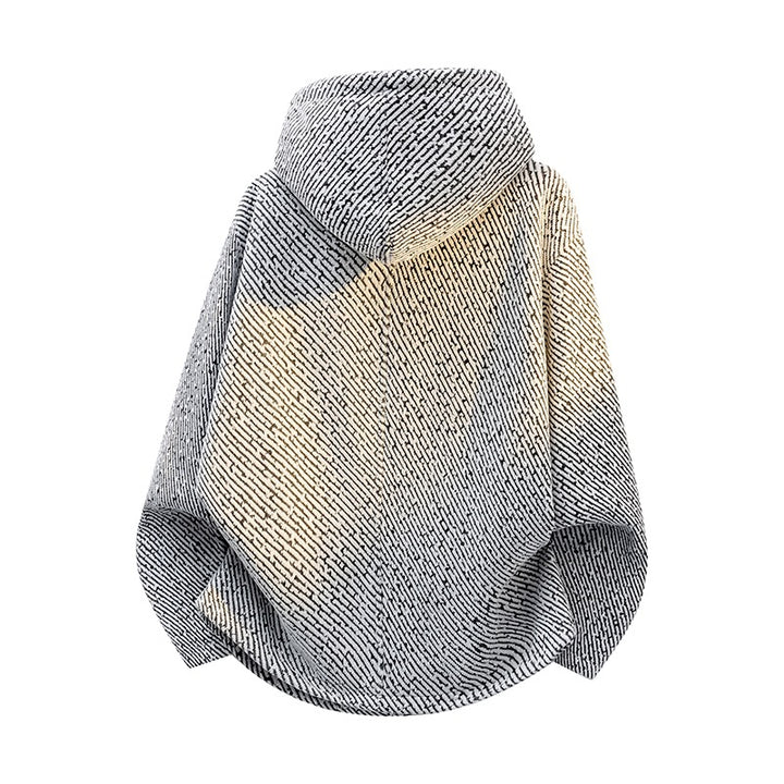 Damen Oversize Struktur-Ponchojacke mit Schalkragen und asymmetrischem Reißverschluss Drune