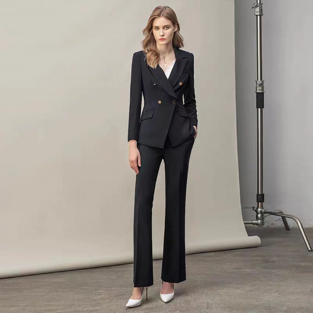 Damen elegantes Double-Breasted Anzugset Drune